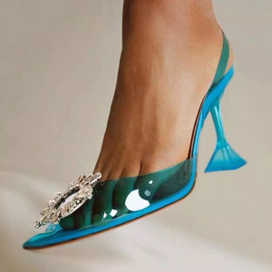 Sandalias Plastico 2025 New Arrival Phụ Nữ Giày Bạc Rhinestone Màu Xanh Tím Màu Xanh Lá Cây Rõ Ràng Gót Cho Phụ Nữ - Product Image 3