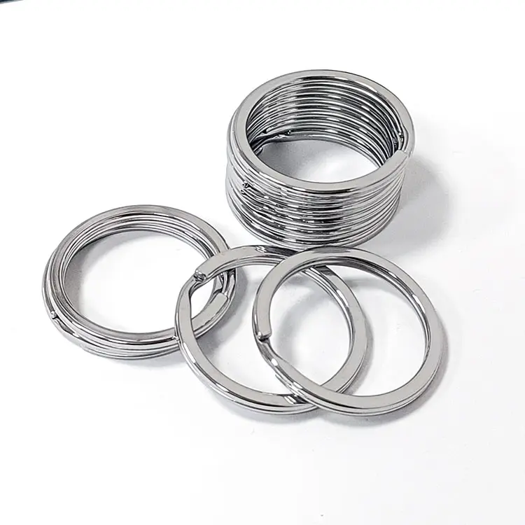 304 สแตนเลสรอบโลหะพวงกุญแจอุปกรณ์เสริมแหวนแบนอเนกประสงค์เหล็กสีแหวนของขวัญขนาดเล็กแหวนแขวนหัวเข็มขัด