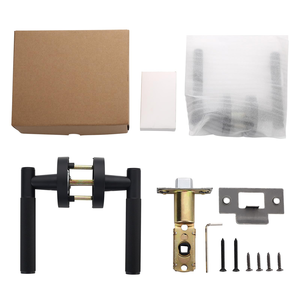 Privacy deurklinken, modieus geknurld matzwart slaapkamerdeur slotset, zinklegering, heavy-duty geknurld hendel, verborgen deurslot - Product Image 2