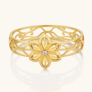 Gelang pasangan, berlapis emas bunga berongga perhiasan gelang