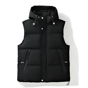 Chaleco de algodón con logotipo personalizado para hombre, chaleco con capucha desmontable grueso y cálido, chaleco de algodón informal de talla grande para estudiantes en otoño e invierno - Product Image 3