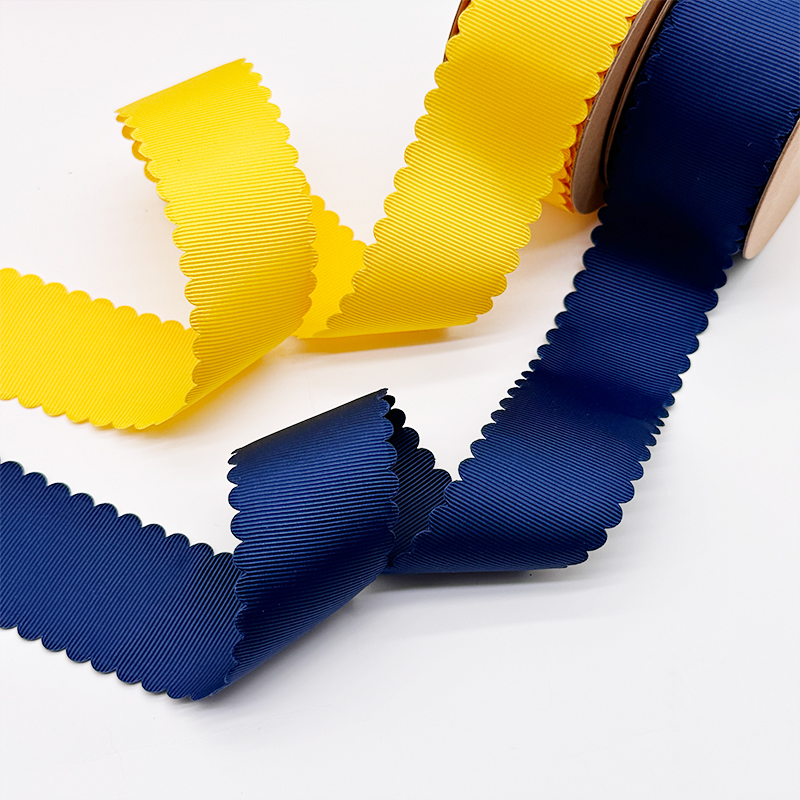 Luxury Wholesale Ribbon Personalized 1.5 Inch Wavy Edge Grosgrain Ribbon Custom Gift Boxes Designer Packaging Color Ribbon
