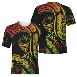 Herren Samoa Shirts Tribal Printed Samoa T-Shirt Polyester T-Shirt Mann Polynesian Tribal Samoa Mann Shirts Benutzer definiertes Logo/Text/Muster