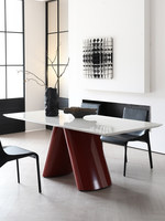 Italienischer Minimalistischer Marmor-Esstisch Rechteckiges Design Moderner Dezent-Exklusiver Esstisch Touch Luxe 8-Sitzer