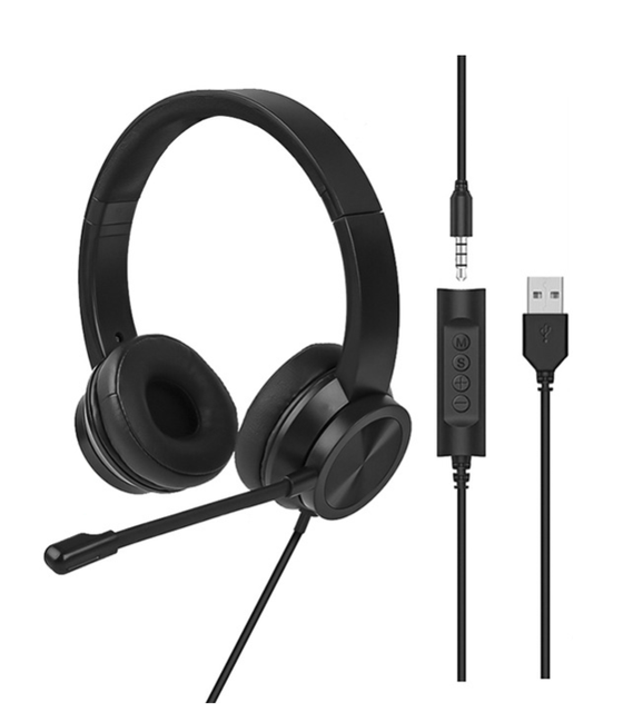 High Quality Noise Cancellation Office Headset 40mm ENC Microphone 3.5mm USB-A Wired Headphones IPX-3 Waterproof On-Ear OEM ODM