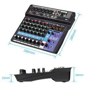Table de mixage audio stéréo <span class=keywords><strong>8</strong></span> canaux à sortie USB XLR, en métal et plastique, pour enregistrement <span class=keywords><strong>externe</strong></span>, idéale pour scène, salle de conférence, DJ - Vente directe usine - Product Image 2