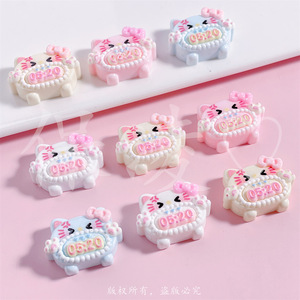 Dibujos animados creativos <span class=keywords><strong>520</strong></span> gato DIY resina accesorios crema pegamento joyería horquilla cuerda teléfono funda para Navidad - Product Image 3