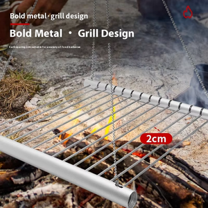 Support <span class=keywords><strong>de</strong></span> barbecue avec lanière suspendue, support <span class=keywords><strong>de</strong></span> barbecue à charbon <span class=keywords><strong>de</strong></span> bois pliant support <span class=keywords><strong>de</strong></span> barbecue simple portable pour la cuisine en plein air - Product Image 4