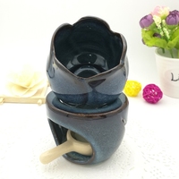 Brûleur d'huile essentielle, à base de cire, avec cuillère, bougie chauffante, diffuseur d'huile en céramique, aromathérapie