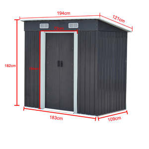 6ft X 8ft Outdoor <strong>Metal</strong> Storage <strong>Shed</strong> with Floor <strong>Base</strong>,Gray - Product Image 4