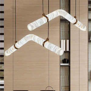 Zeal Lighting, candelabro de mármol con luz colgante de alabastro de diseño minimalista moderno italiano para sala de estar - Product Image 2