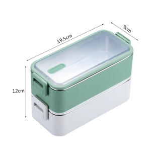 High Quality Double Layers Stainless Steel Food Storage <b>Box</b> <b>Stackable</b> <b>Lunch</b> <b>Box</b> Plastic Stainless Steel Food Container Set - Product Image 6
