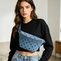 Sac de poitrine en jean personnalisé OEM ODM, imprimé, avec ceinture réglable, antivol, tendance, imperméable, pour commandes en gros et marque privée
