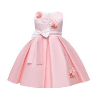 Robe de cérémonie pour filles ZY005, en coton satiné, sans manches, longueur genou, coupe trapèze, motif floral, pour mariage et fête, ODM