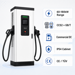 Nueva Estación de Carga Rápida para Vehículos Eléctricos de 60kW CC, Cargador Doble para Vehículos, CCS2 CHAdeMO GBT OCPP IP54 Comercial - Product Image 5