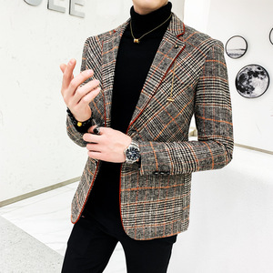 <span class=keywords><strong>Blazer</strong></span> <span class=keywords><strong>Homme</strong></span> Coupe Slim de Mode pour Affaires, Veste à <span class=keywords><strong>Carreaux</strong></span> Décontractée - Product Image 2
