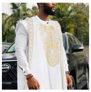 H & d atacado preço novo estilo homens 3 peças ternos africano homens bordados roupas africanas para o verão