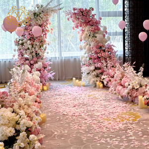 Fleurs artificielles en soie rose pour décoration de cérémonie de mariage, fausses hortensias, dendrobiums, roses, lys, palette de rose douce - Product Image 1
