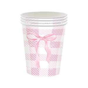 Pink Bow Birthday Party Dinnerware Set Paper Plates Napkins Cups <b>Tablecloth</b> 40-60 Pcs Environment Friendly Birthday Decorations - Product Image 4