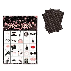 Frohes Neues Jahr 2024 Bingo Spielkarte Party Dekoration und Game Tool
