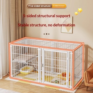 <span class=keywords><strong>Cage</strong></span> pour chien d'intérieur, petite et moyenne taille, avec barrière de sécurité, enclos sans clôture, cadre en acier au carbone, plateforme anti-évasion et couvercle supérieur complet - Product Image 4