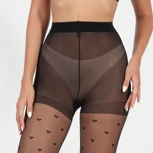 Custom Wholesale Jacquard Logo Wholesale Designed Tights Transparent Stockings Women Pantyhose