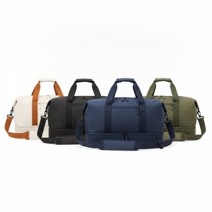 Sac de voyage en toile avec compartiment à chaussures, fermeture éclair bidirectionnelle, bandoulière, logo personnalisé imprimé, cadeau de week-end, vente en gros - Product Image 4