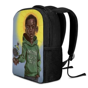 Bookbag फिट बैठता है 12 इंच किताब बैग Sschool काले लड़का प्रिंट बैग एफ्रो ब्राउन बालवाड़ी बच्चों को वापस पैक कस्टम स्कूल बैग के लिए