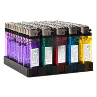 Briquet LED noir coupe-vent portable jetable classique avec logo personnalisé, à gaz butane, en plastique, accessoire pour fumeurs de cigarettes