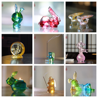 Porte-encens en cristal luxueux avec motif de lapin, emballage en boîte cadeau, adapté pour offrir en cadeau ou pour un usage personnel
