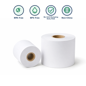 3-1/8" X 270' White Thermal Receipt <b>Paper</b> <b>Roll</b> 48gsm BPA Free for Restaurant POS Systems OEM Custom Logo - Product Image 1