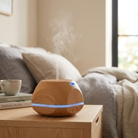 Diffuseur d'huiles essentielles ultrasonique USB 150 ml, humidificateur d'aromathérapie, lumière LED à effet bois pour la maison et le bureau