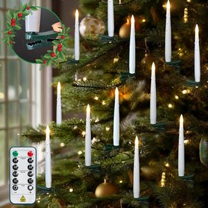 <span class=keywords><strong>16</strong></span> <span class=keywords><strong>bougies</strong></span> LED sans flamme pour sapin de Noël, longues, avec clips verts, télécommande incluse, pour la décoration du sapin de Noël, 6,3 pouces - Product Image 1