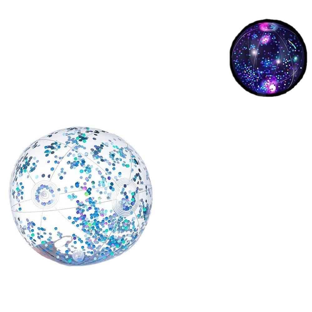 Hot Selling LED Sequin Beach Ball Inflatable Pvc Beach Ball Filled with  Sequin Glitter Transparent Ball for Beach Holiday