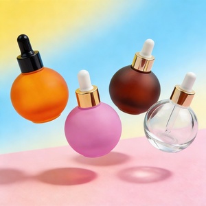 Custom LOGO 30ml Spherical Gilded Frosted Light-Blocking Glass Empty Dropper <b>Bottle</b> for Serum Cream Facial Cleanser Face Cream - Product Image 1