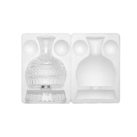 Ensemble de carafe à vin rotative de luxe en gros, distributeur de vin en verre de luxe léger avec boîte cadeau, design de carafe rotative