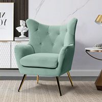 Fauteuil de Salon de Luxe Capitonnée Usine en Gros, Fauteuil Inclinable Aile Velours Rembourré de Designer pour le Salon