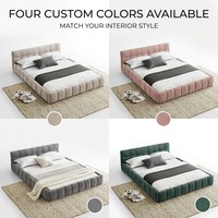 Lit plateforme capitonné en chenille taille Queen avec grands tiroirs de rangement, lit moderne surélevé pour chambre principale