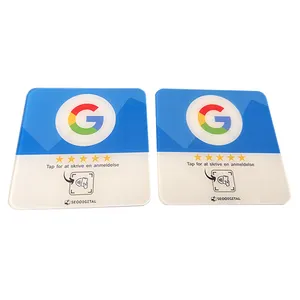 Customized LOGO NFC Google Review Acrylic Table Sticker QR Code NFC Menu Tags 3 M Adhesive Backing