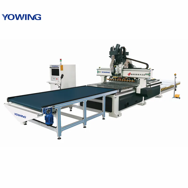 ATC woodworking linear cnc router machine with auto loading table