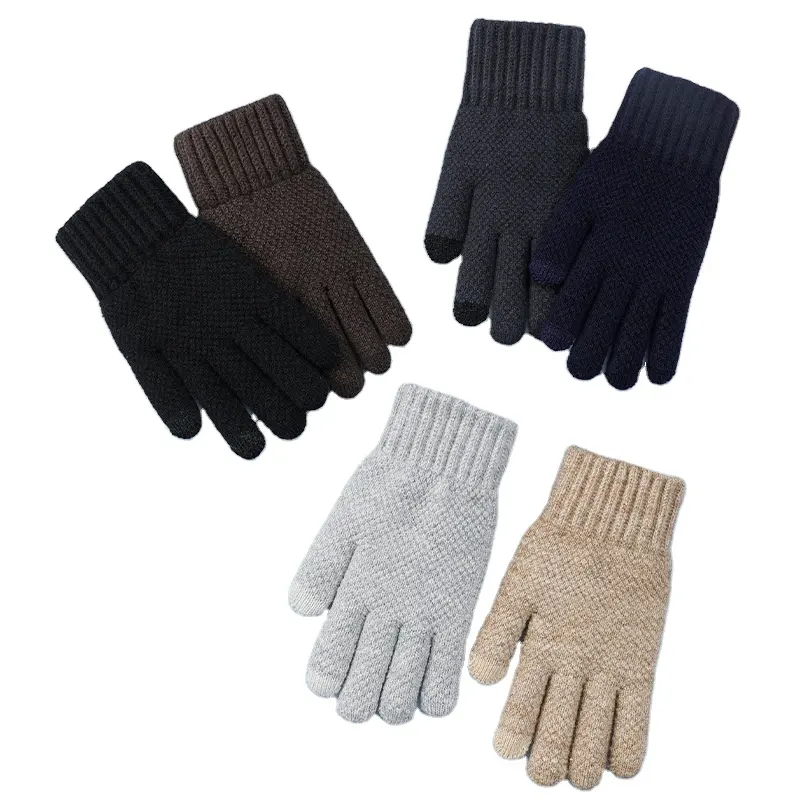 ถุงมือถักนิตติ้งสำหรับผู้ชาย,ถุงมือวิ่งฤดูหนาวกิจกรรมกลางแจ้งกันหนาวหน้าจอสัมผัส