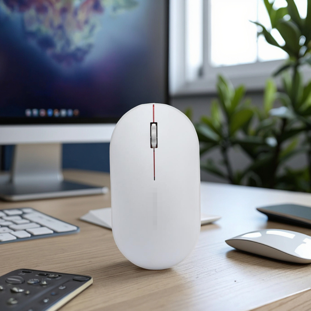 OEM Fashion Simple 3-Button Mute Ultra Thin 2.4G or BT USB Mini Optical Wireless Laser Mouse Ergonomic Design Battery Powered