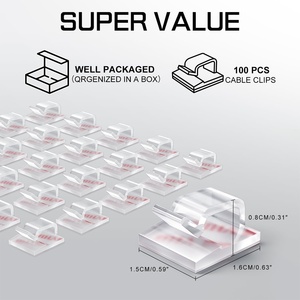 100 adet plastik yapıştırıcı kablo klipsi için masa/duvar/araba/TV/Ethernet (küçük temizle) - Product Image 2