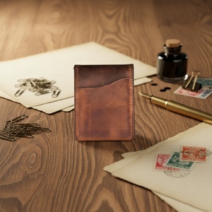 Boshiho Minimalist Genuine Leather Slim <b>RFID</b> Blocking Credit Card <b>Wallet</b> for Men Vintage Zipper Closure Multi-Function Holder - Product Image 4