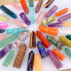 Wholesale Natural Rose Quartz Crystals Crystal Tower Multiple Materials Mix Color Wand Point Healing Stones For Sale