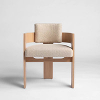 Fauteuil individuel décontracté de style Wabi-sabi du milieu du siècle, design moderne et minimaliste, en bois massif, rétro, avec accoudoirs, chaise de salle à manger en laine d'agneau
