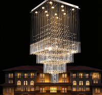 Lustre carré en cristal K9 en acier inoxydable à LED dimmable, approvisionnement direct usine, pour villa et salon