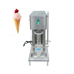 Máquina comercial para hacer cuencos de gofres de frutas y helados, máquina mezcladora de doble helado