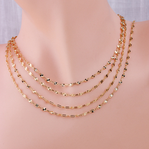 गर्म बिक्री 14k सोने से भरा हुआ 2.5 मिमी स्पार्कल लिप चेन स्थायी लिंक चेन स्थायी लिंक चेन - Product Image 5