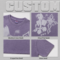 Camiseta de manga corta estilo americano, personalizada, de 300g, con efecto lavado y desgastado, estampado de retrato y diseño holgado.
